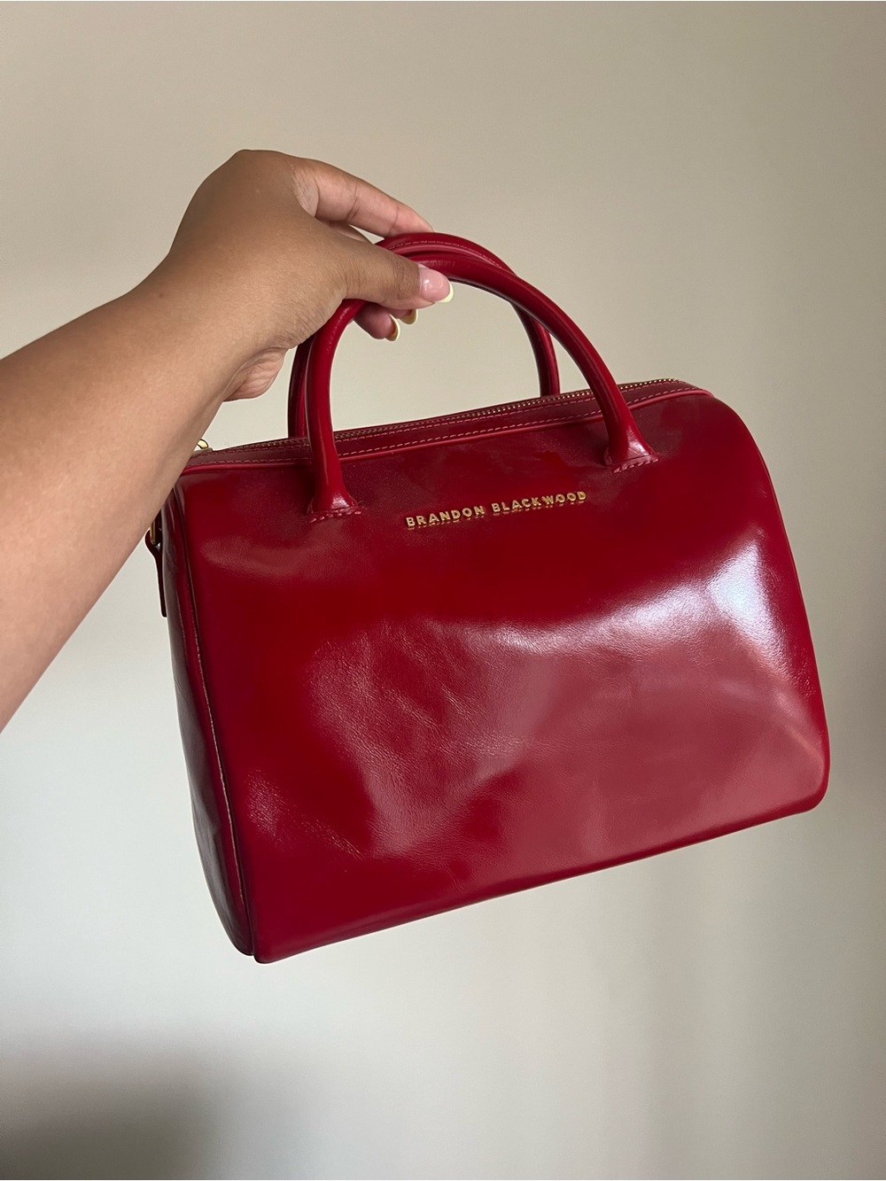 Brandon Blackwood Cherry Red Patent Top-Handle Satchel